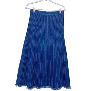 VTG 90s Y2K Western Denim Flare Skirt Medium Blue Boho Rodeo Hippie Indie A-Line